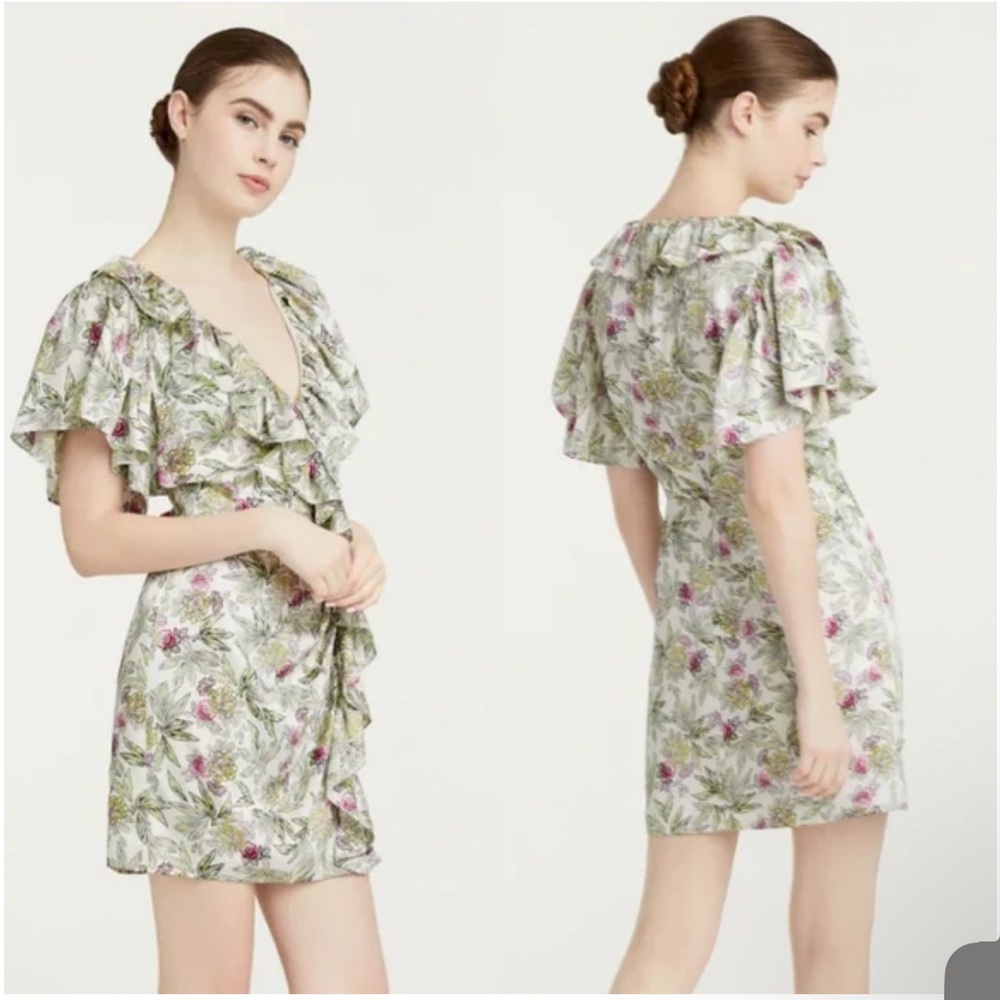 CINQ A SEPT Evans Floral Ruffle Mini Dress NWT Size 12